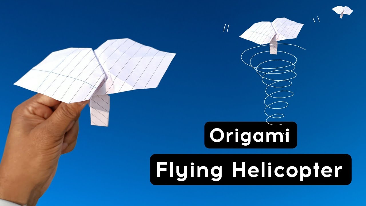 origami flying helicopter toy, best paper toy plane, notebook paper