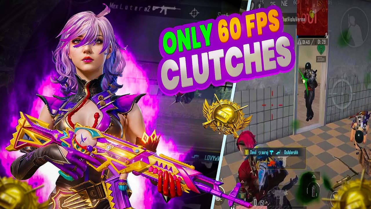 Only 60 FPS Clutch | 1v4 in conqueror Lobby intense solo vs Squad ...