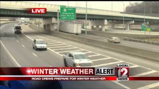 Road crews begin to treat roads before snow