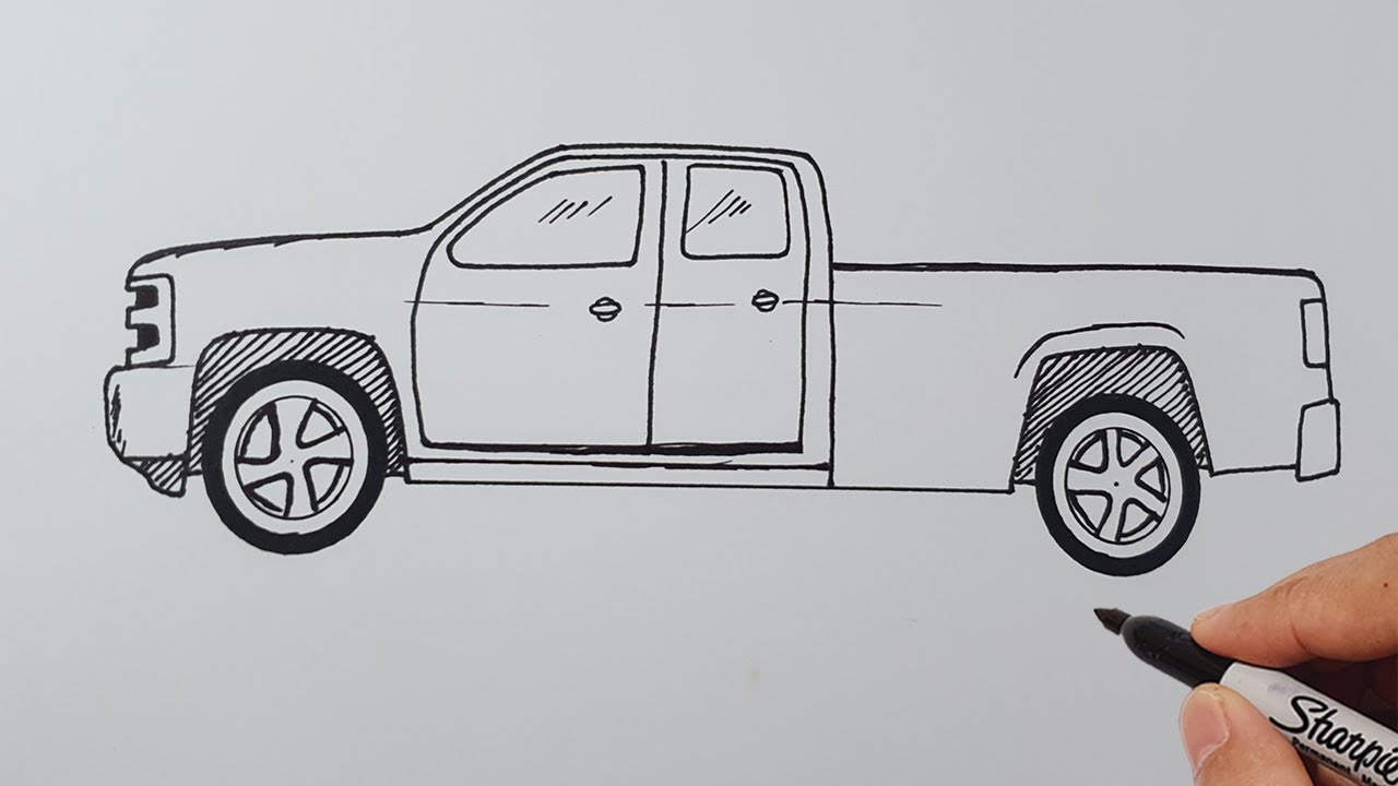 How To Draw a Pickup Truck Step By Step | Easy Pickup Truck Drawing Tutorial