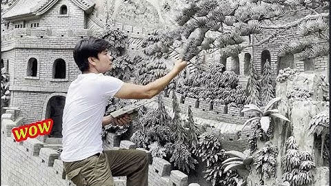 Siêu Khủng. Bức Tranh Điêu Khắc 200 m² . Đắp Bằng Xi Măng Cát. Siêu Đẹp