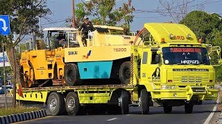 Asphalt Paving Equipment Transport By Self Loader Trucks