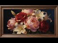 Royal Flower Bouquet | Red Roses &amp; White Lilies | Soft Piano | Frame TV Art 4K