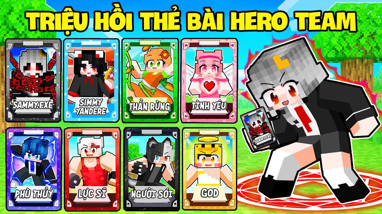 SAMMY THỬ THÁCH 24H TRIỆU HỒI THẺ BÀI HERO TEAM TRONG MINECRAFT