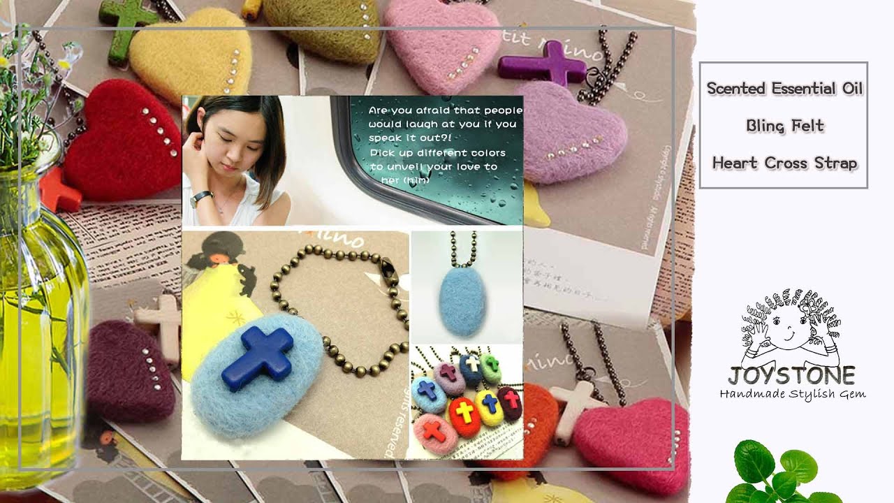 Diffuser Charm - Needle Felting Cross Roundy + Bling Heart Shaped Cross Body Straps