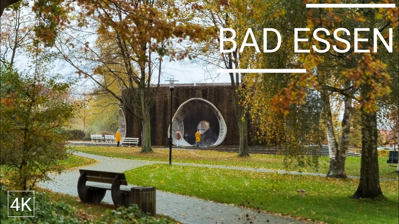 Бад-Эссен, Германия! Пешеходная экскурсия по центру курортного города и гавани Бад-Эссена - 4K HDR