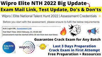 Wipro Elite NTH 2022 Exam Date Out, Test mail link Update, Do