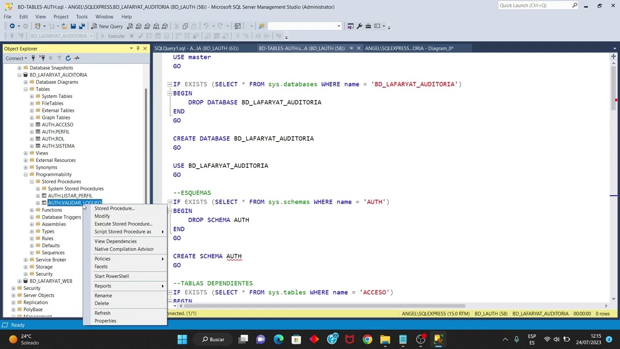 2.-   Tablas BD AUTH