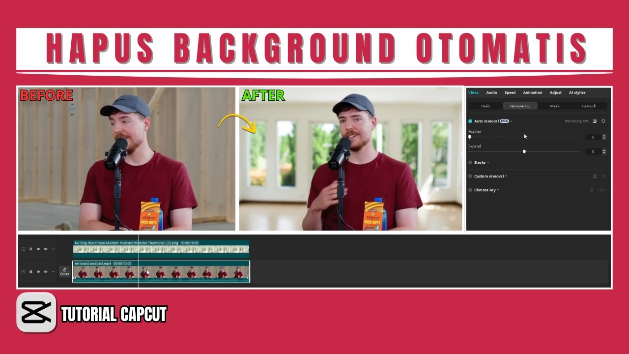Tutorial Menghapus Background Video Otomatis Menggunakan Fitur Auto Removal | Capcut Desktop/PC