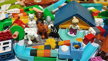 Satisfying Building Blocks ASMR Marble Run - Thrower button House and Funny Animals course