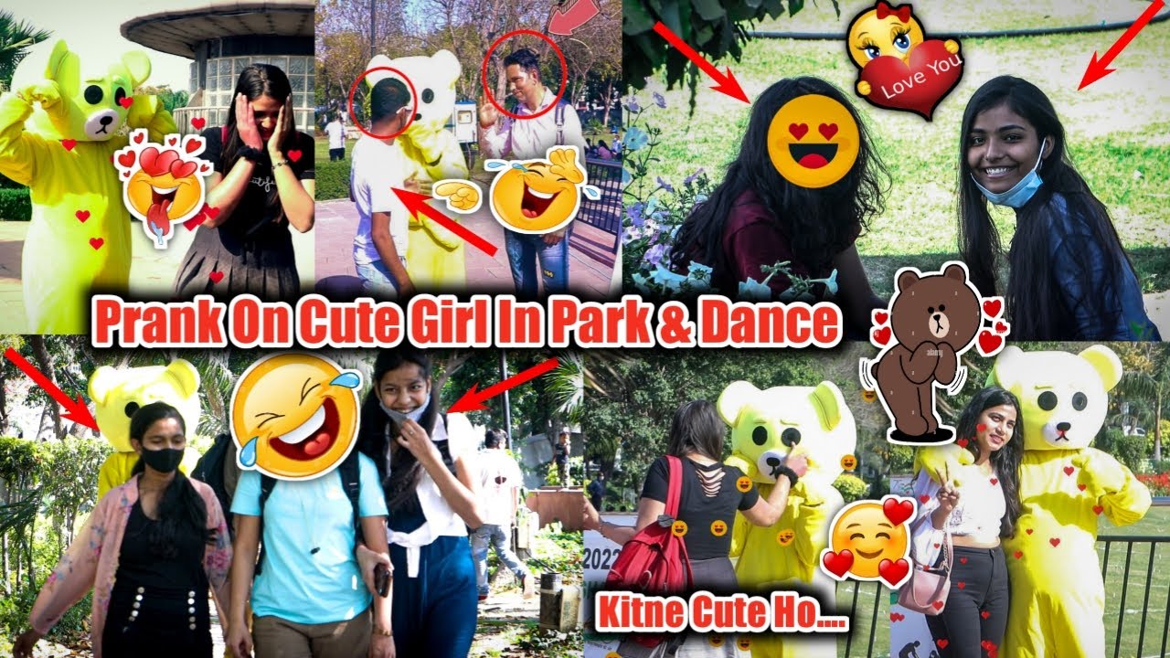 Teddy bear prank on cute🥰Girls😘 | Crazy teddy dance in park | Funny reaction | 