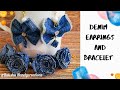 Fashion jewelry making from old jeans || DIY || Denim earrings and Bracelet