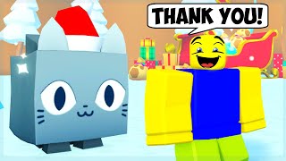 Giving Random People the HUGE FESTIVE CAT in Roblox Pet Simulator X