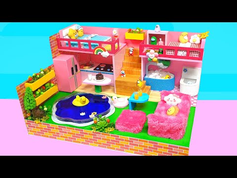 DIY Miniature CardBoard House with Flower <strong>pool</strong> ♥How to <strong>make</strong> Cute house ♥Amongus