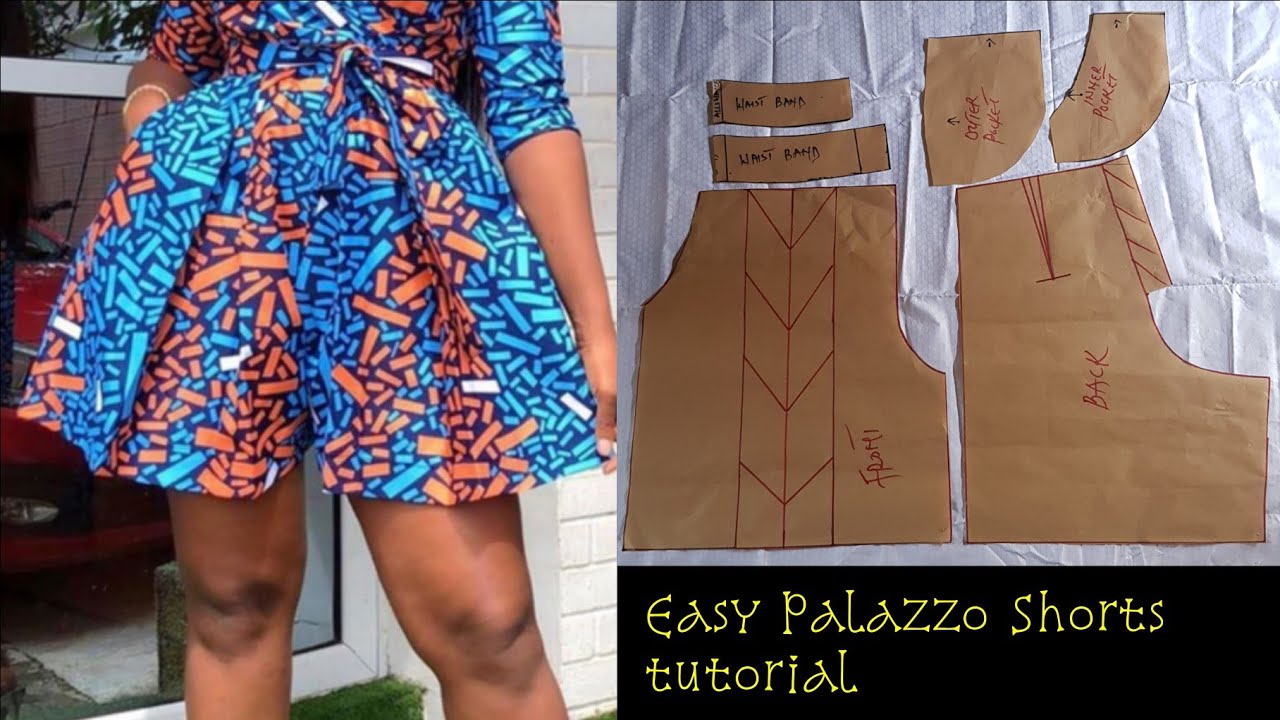 How to make high waist palazzo Shorts with pleats and side pockets/baggy shorts (Easy) -