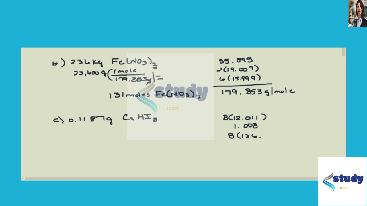 Determine the number of moles (of molecules or formula units) in each sample. a. 55.98 g CF2Cl2 b.