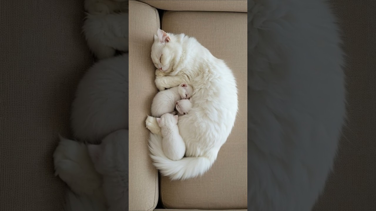The Most Beautiful Cat Family Nap… Mom's Love Keeps Her Babies Safe and Warm!