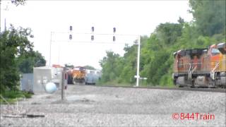 BNSF 4567 Leads A Shiny UP ACe and a Grain Train