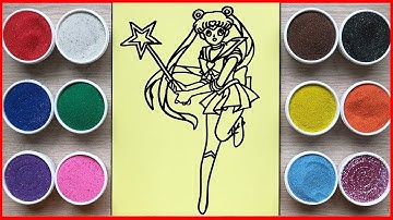 TÔ MÀU TRANH CÁT THỦY THỦ MẶT TRĂNG XINH ĐẸP - Sand painting Sailor Moon (Chim Xinh)