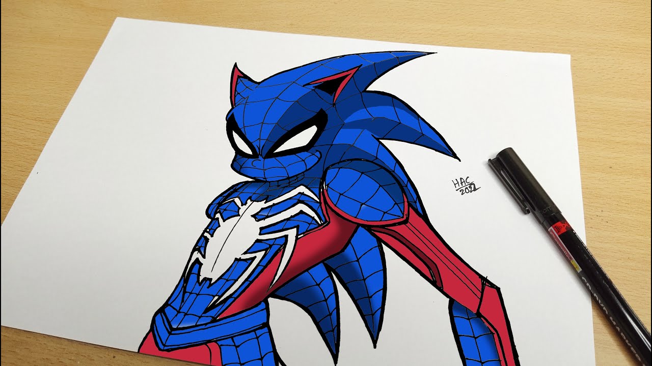 How to draw Sonic Spiderman || Step by step - YouTube