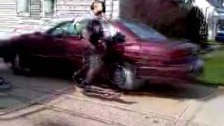 Triple kickflip on a broken board