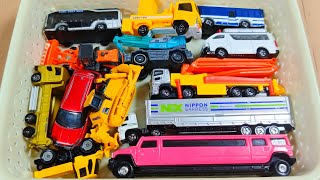 Box full of Mode Cars Pick Up, Dump Truck, Garbage, Ambulance, Police Car, Fife Trucks, DHL 19