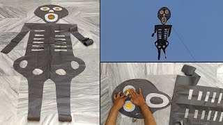 How to Make Skeleton kite - Flying Testing at home DIY - Halloween Special - GolgappaY kite