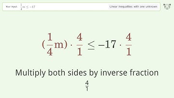 Solving Linear Inequalities: 1/4m is Smaller Than or Equal to -17