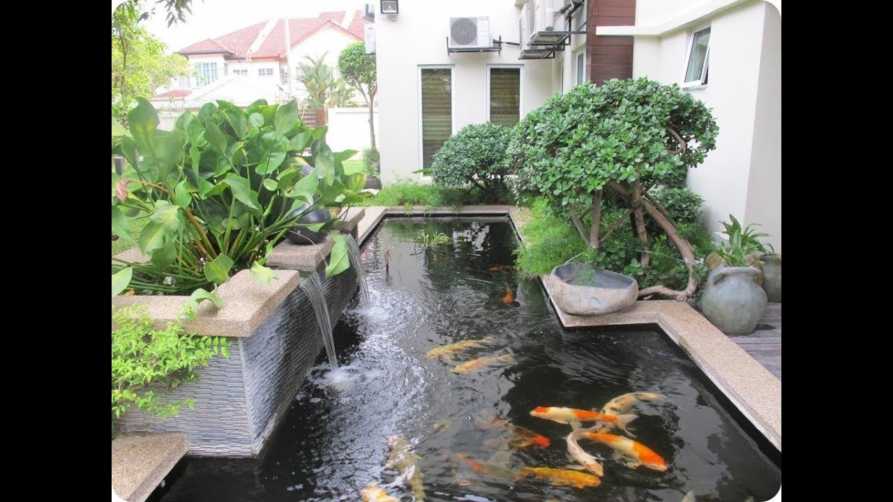 Kombinasi Taman Kecil Dan Kolam Ikan Rumah Moderen 