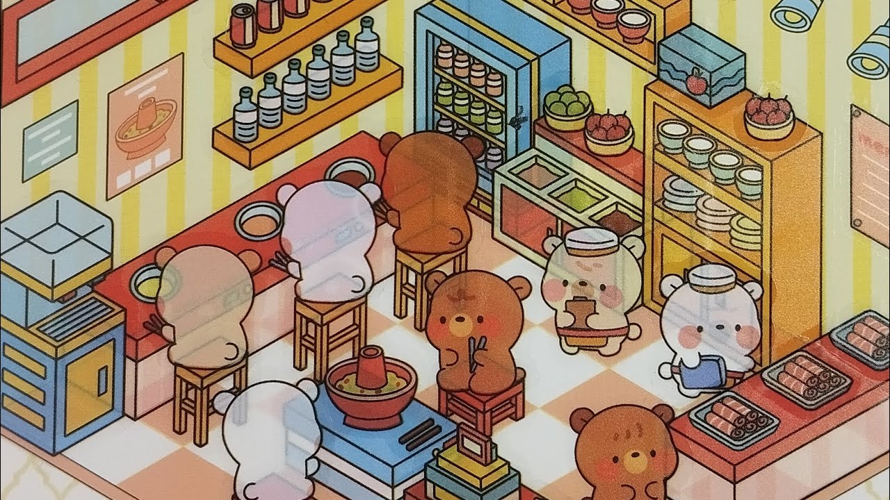 ASMR 3D MINIATURE SCENE STICKER : LITTLE BEAR HOTPOT 