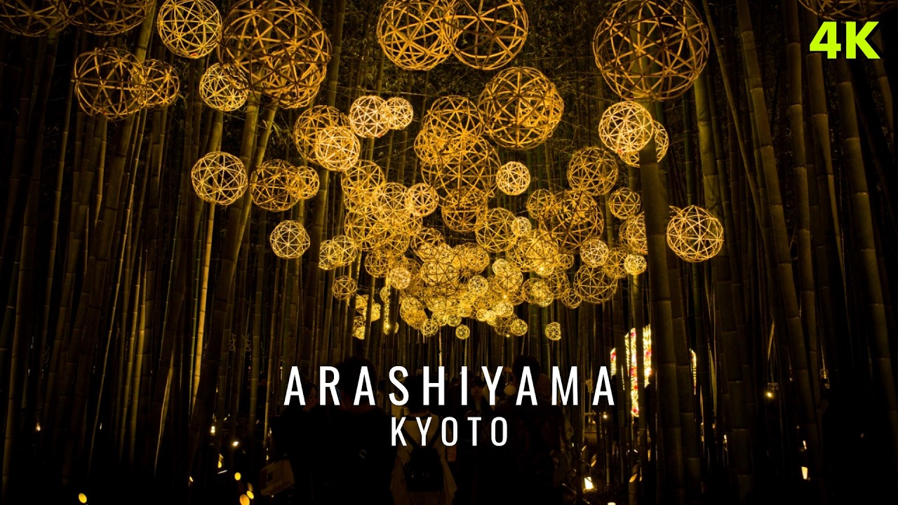 Arashiyama Bamboo Illumination & Kyoto Street Food 🇯🇵 | 4K HDR