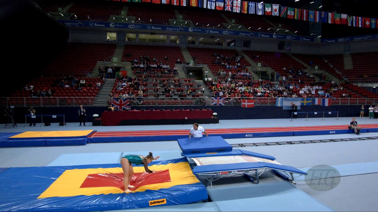 Youtube video: WARD Kira (AUS) - 2017 Trampoline Worlds, Sofia (BUL) - Qualification Double Mini Routine 2