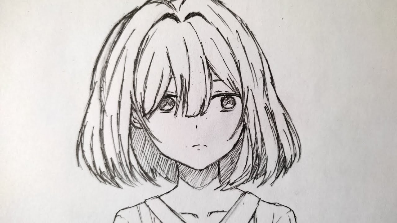 Easy drawing, HOW TO DRAW short hair anime girl face