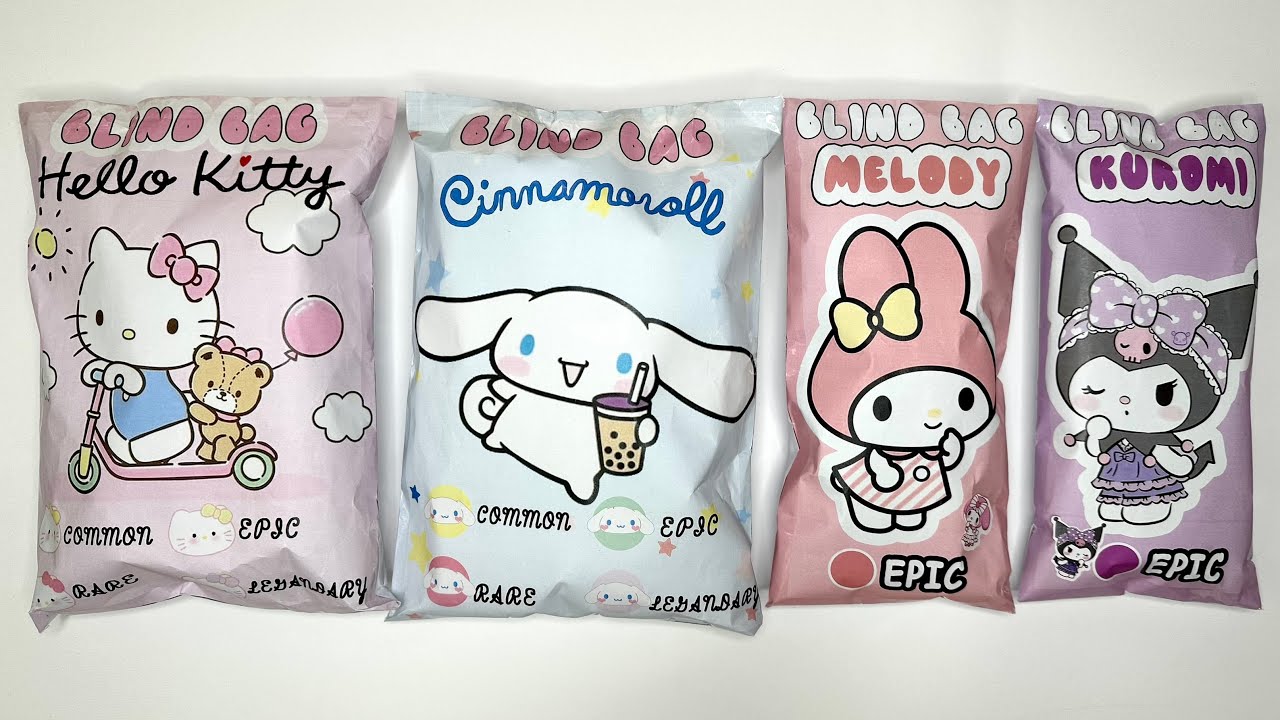 KUROMI and MELODY | CINNAMOROLL and HELLO KITTY Blind Bags 🎀 ASMR 🎀 Sanrio blind bag paper