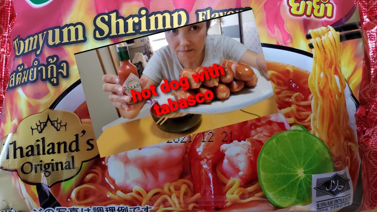REAL MUKBANG THAILAND SPICY NOODLES HOTDOGS ＋ TABASCO MUKBANG YouTube