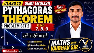 Class 10 semi english Geometry Pythagoras theorem Problem Set 2 Q.No.7,8,9