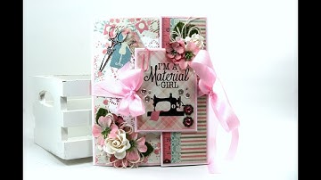 Vintage Sewing Material Girl Flip Book Scrapbook  Polly