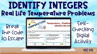 Identify Integers | Real Life Temperature Problems | Self-Checking Digital Escape Activity | Preview