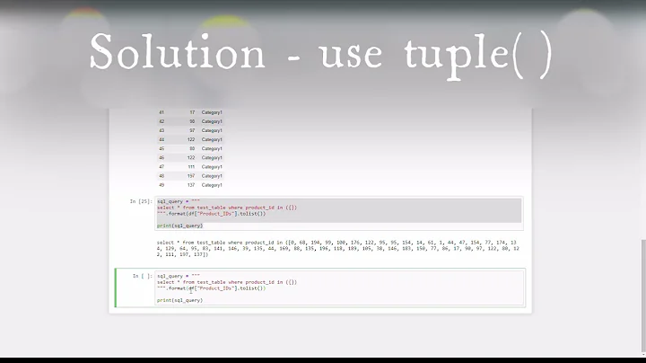 Data Snacks - Pandas Dataframe Column To SQL Query
