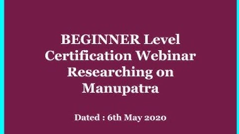 BEGINNER Level  Certification Webinar Researching on Manupatra