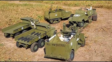 DIY Armored RC Fleet: Half-Track Quad 50cal All Metal 5th wheel 4x4 M3 Scout M35 5-ton 6x6 Custom RC