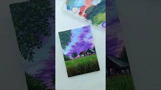 Cozy painting Tutorial| Relaxing video| Gouache paint | acrilic #shorts