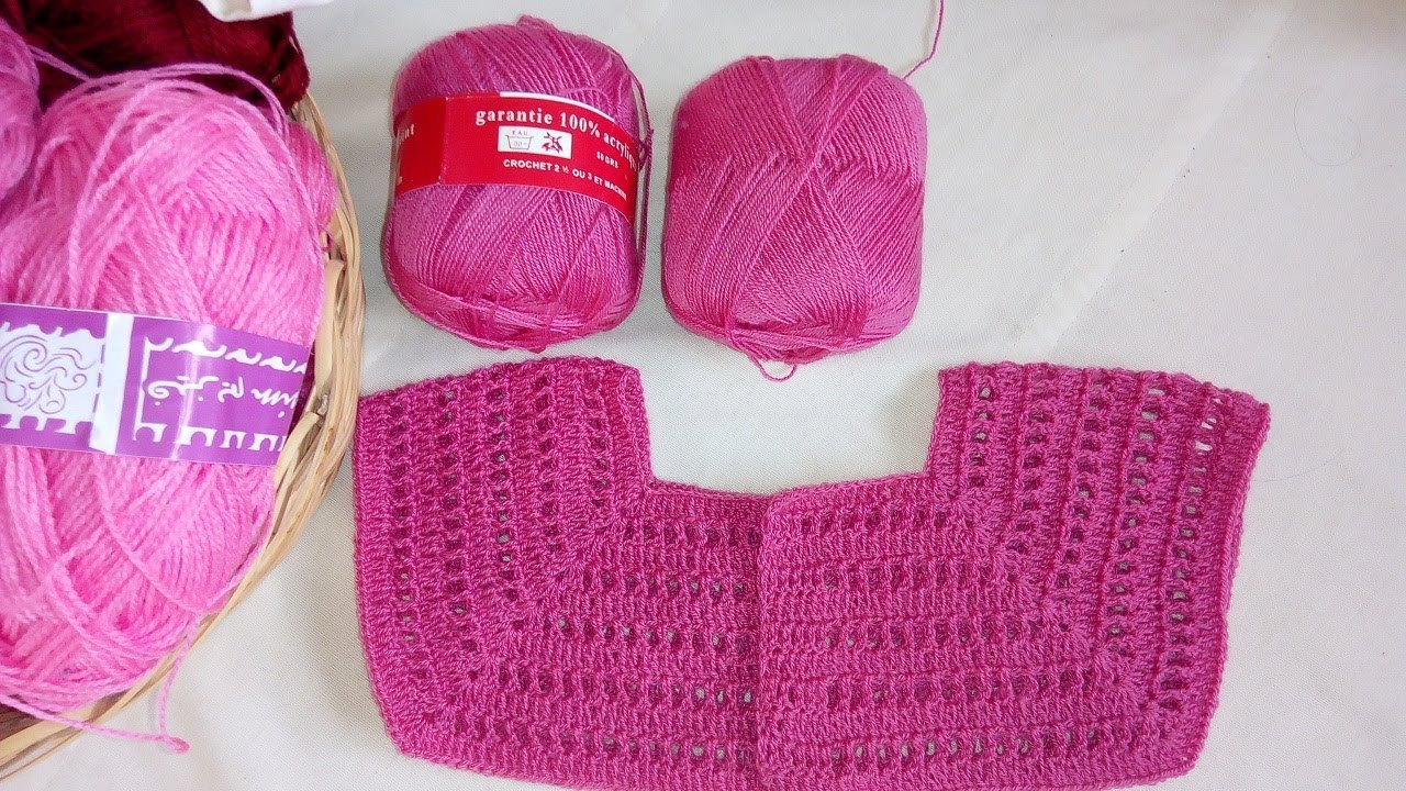 الجزء الاول: صدر بالكروشي لطفلة عمرها من 5 الى 6 سنوات