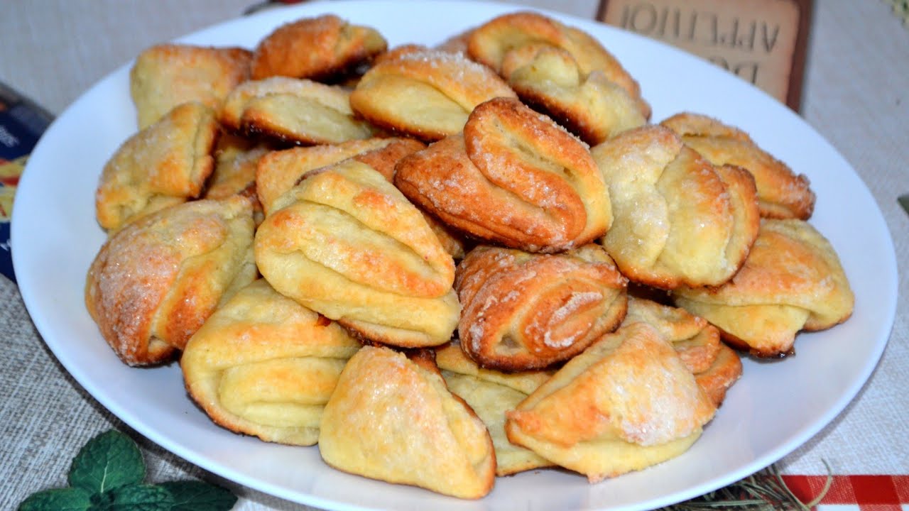 Творожное Печенье треугольники, Гусиные лапки, Слоеное, Нежное, Хрустящее, Быстро и вкусно к чаю