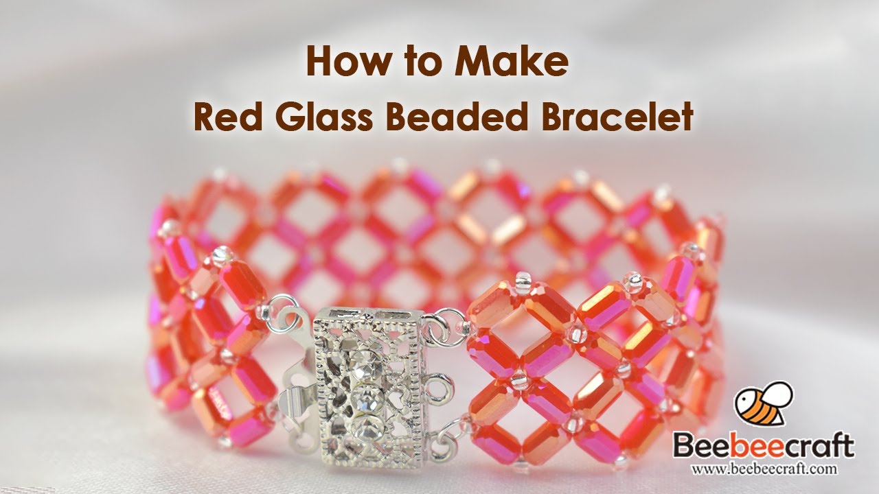 How to Make Red Glass Beaded Bracelet - YouTube