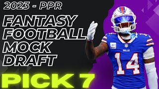 Fantasy Football Mock Draft - 7th Pick - 12 Team PPR - Live Public Mock - Pick 7 - 2023