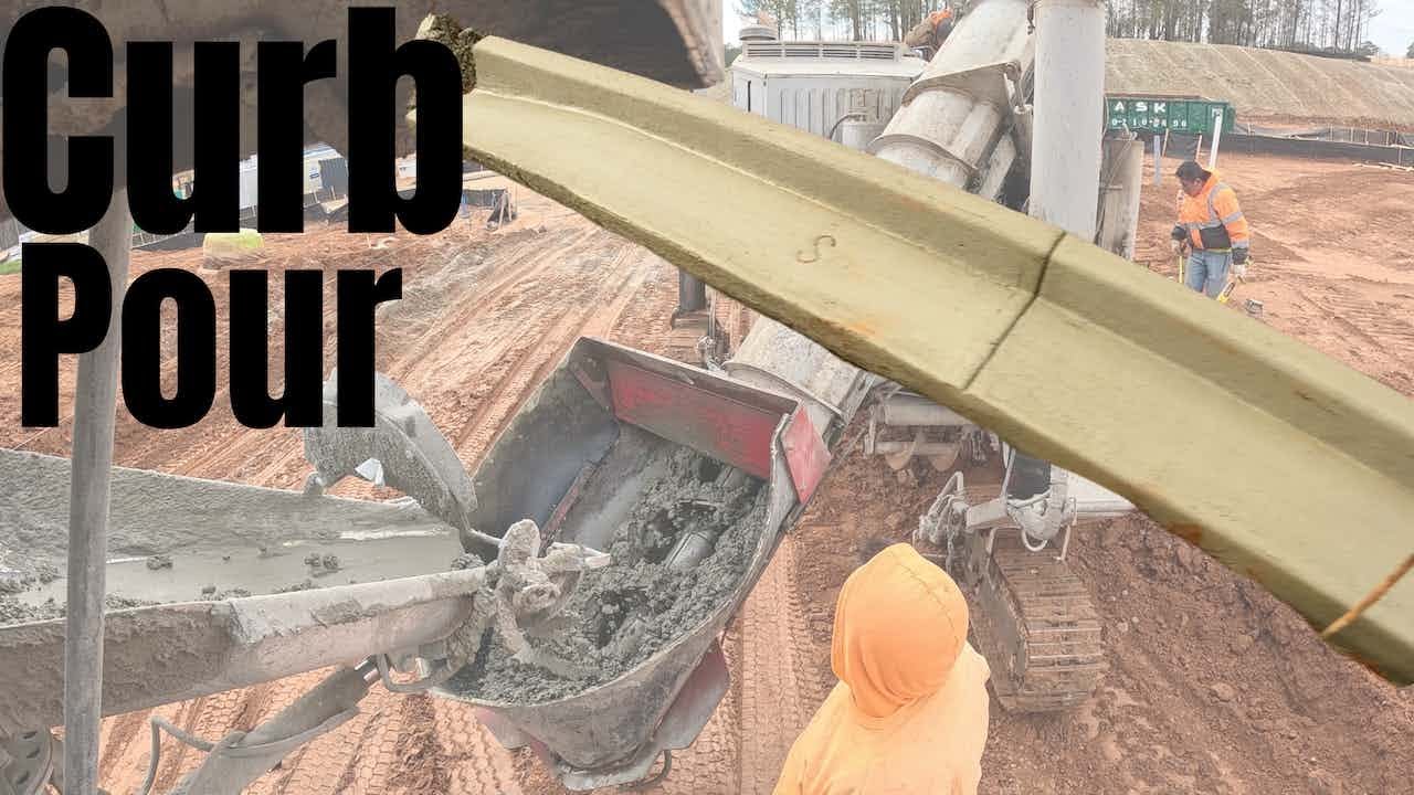 Mixer Truck Driver Pours Concrete Curb. 2824 YouTube