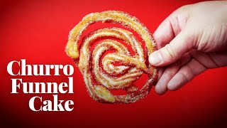 Easiest Churro Funnel Cake with Dulce de Leche