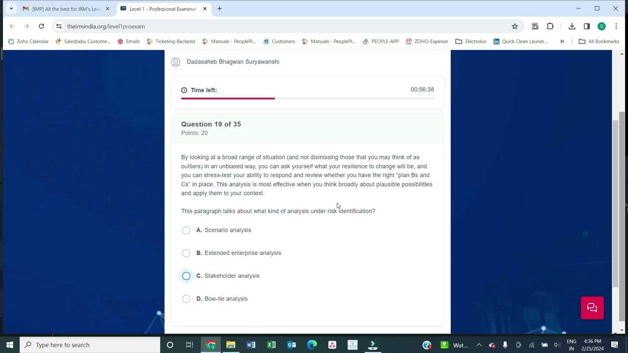 IRM ERM Level 1 Examination Question Paper