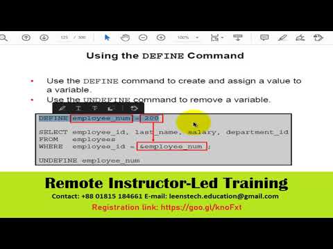 Oracle 12c SQL Workshop: SL#24 DEFINE and VERIFY commands